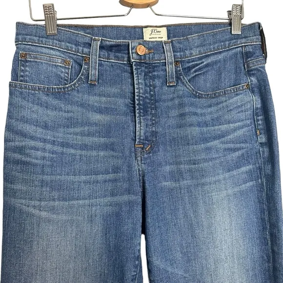 J Crew Jeans Vintage Crop High Rise Step Hem Denim Blue in Tall Length