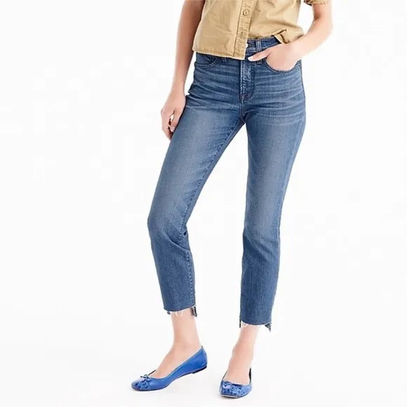J Crew Jeans Vintage Crop High Rise Step Hem Denim Blue in Tall Length