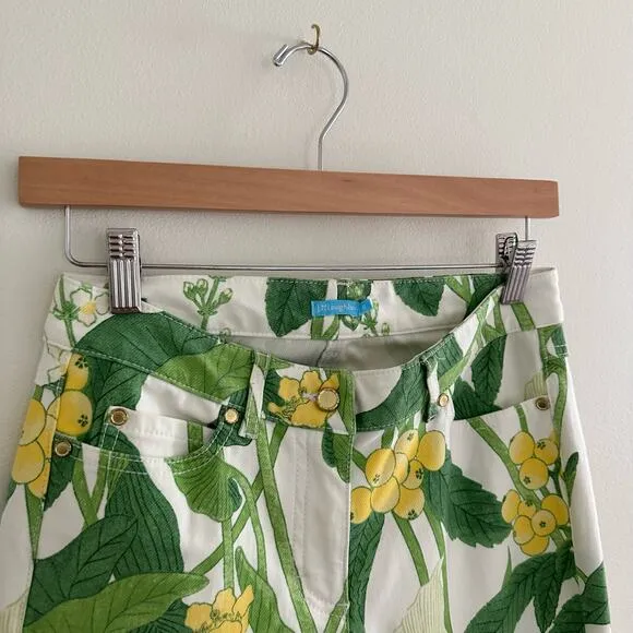 J.  McLaughlin Lexi Floral Skinny Jeans Stretch Green Yellow 0