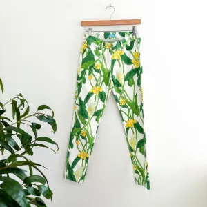 J.  McLaughlin Lexi Floral Skinny Jeans Stretch Green Yellow 0