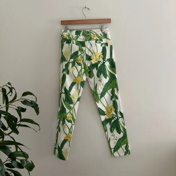J.  McLaughlin Lexi Floral Skinny Jeans Stretch Green Yellow 0