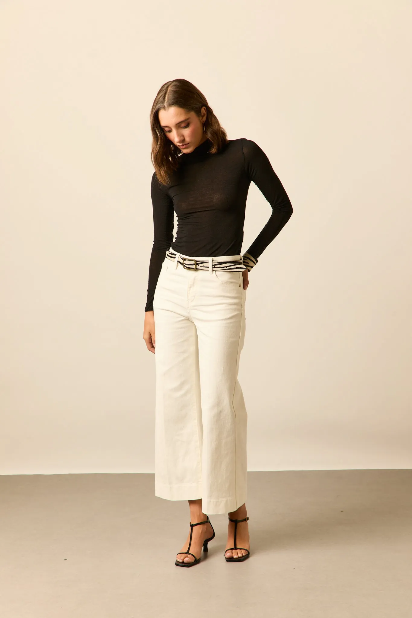 Jeans cropped blanco
