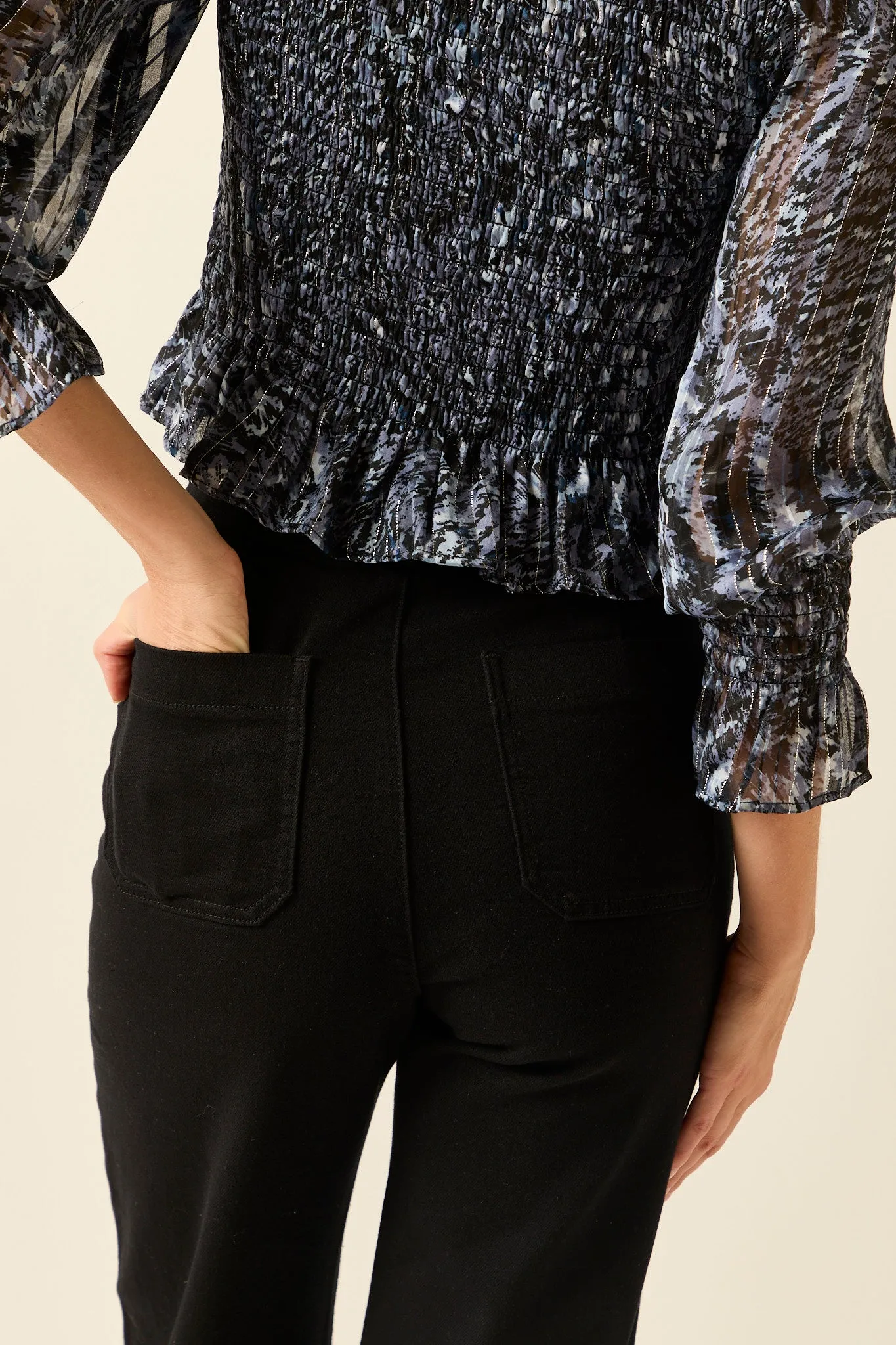 Jeans cropped marine negro