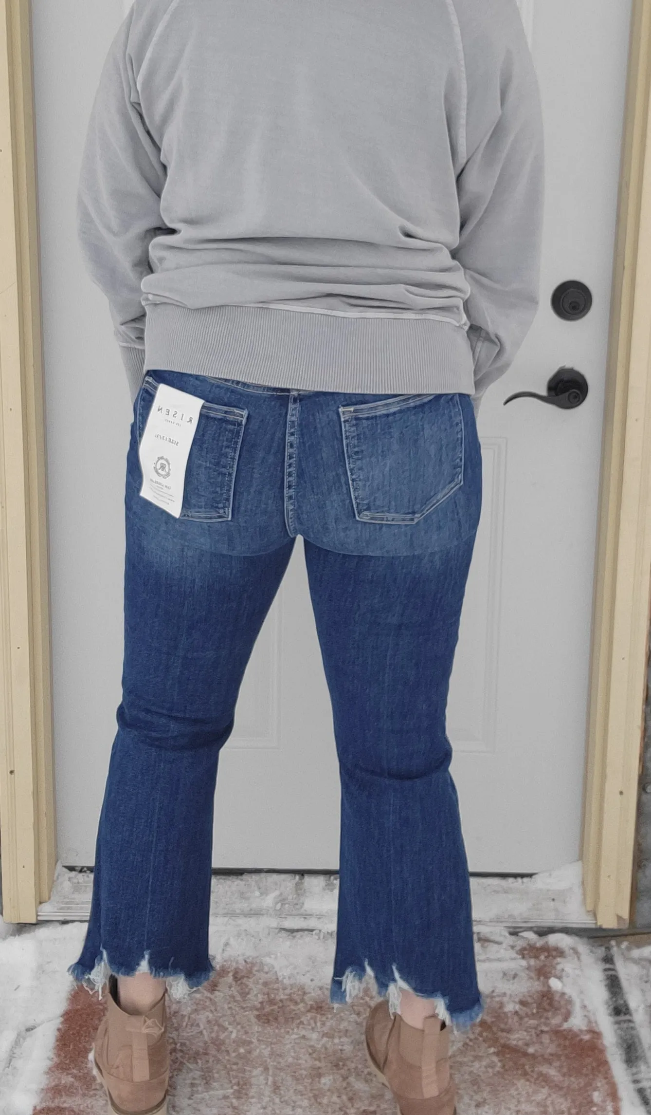 Jolene High Rise Crop Flare Frayed Hem Jeans