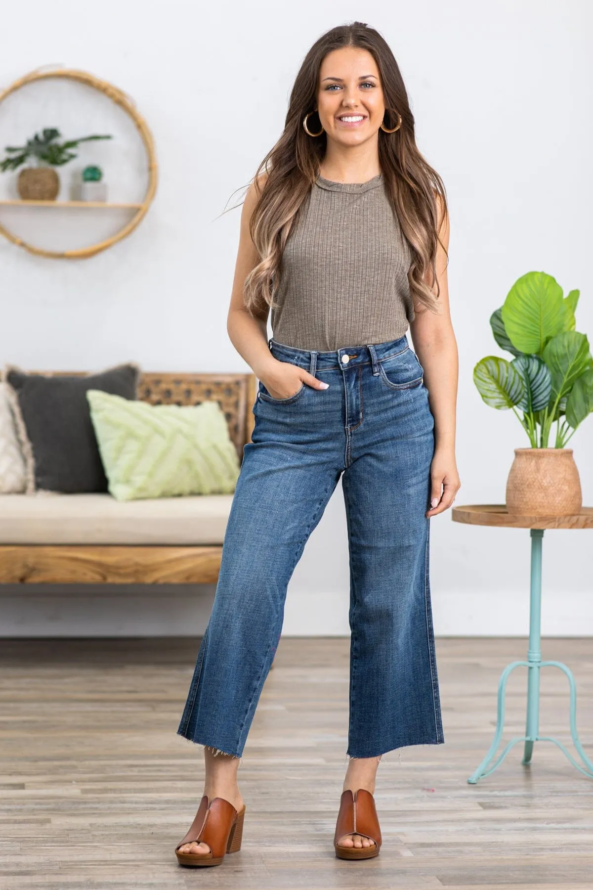 Judy Blue Cropped Wide Leg Jeans