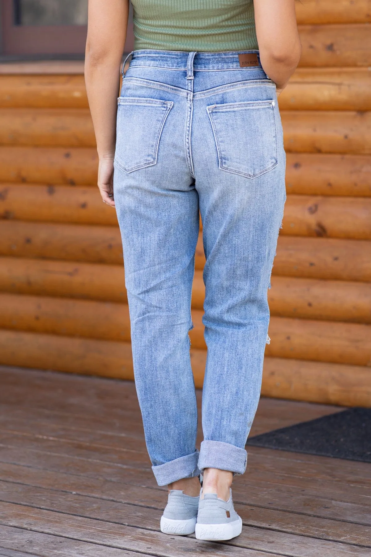 Judy Blue Double Cuff Boyfriend Fit Jeans