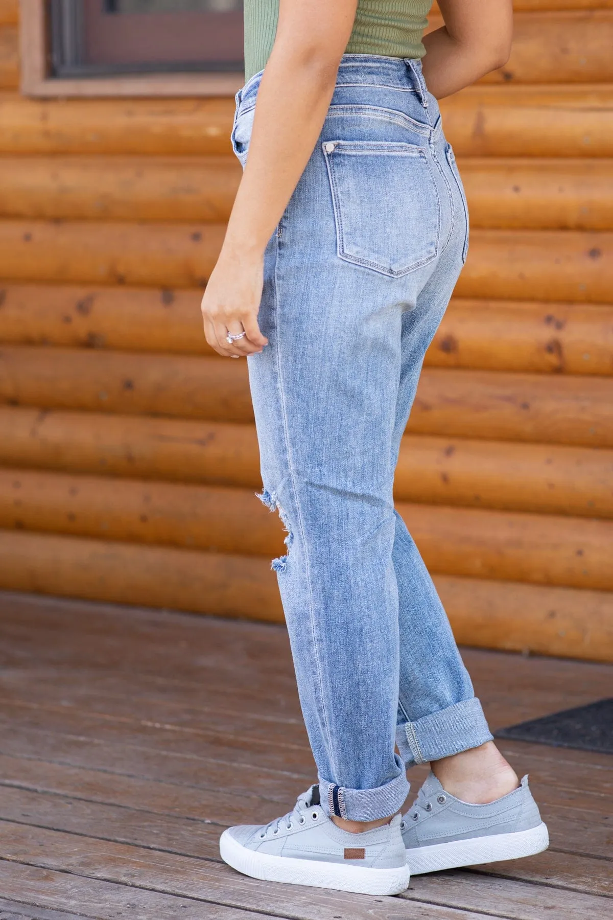 Judy Blue Double Cuff Boyfriend Fit Jeans