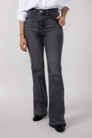 Judy Blue High Rise Contrast Flare Jeans for Women in Grey | 88880REG