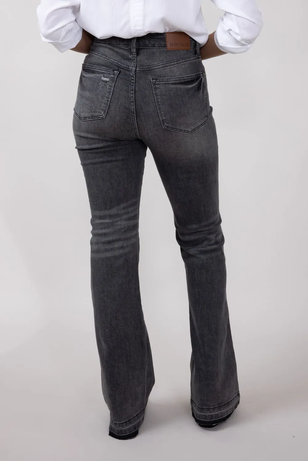 Judy Blue High Rise Contrast Flare Jeans for Women in Grey | 88880REG