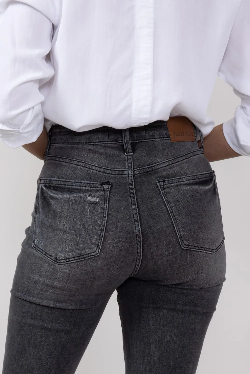 Judy Blue High Rise Contrast Flare Jeans for Women in Grey | 88880REG