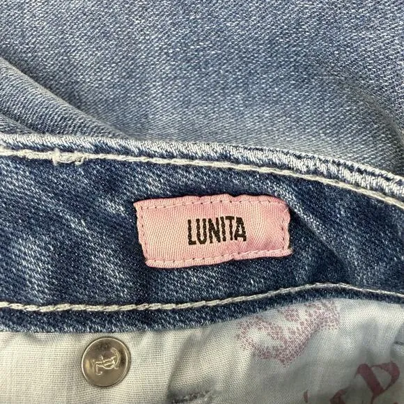 Juicy Couture Jeans Women's 9/29 Blue Lunita Wide Leg Rhinestone Logo Flare NWT