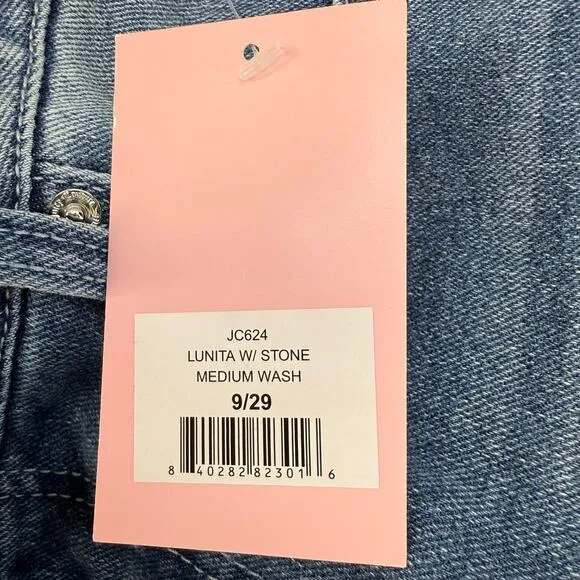 Juicy Couture Jeans Women's 9/29 Blue Lunita Wide Leg Rhinestone Logo Flare NWT