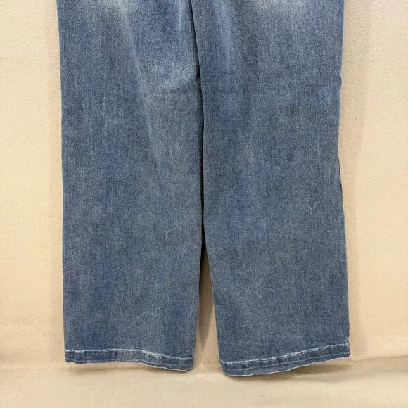 Juicy Couture Jeans Women's 9/29 Blue Lunita Wide Leg Rhinestone Logo Flare NWT