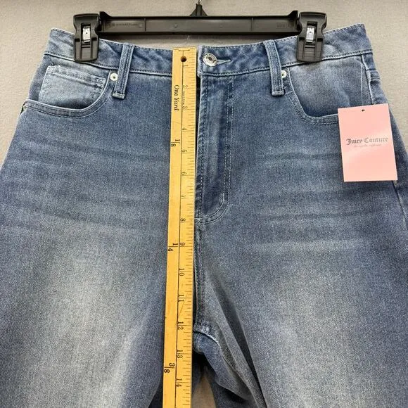 Juicy Couture Jeans Women's 9/29 Blue Lunita Wide Leg Rhinestone Logo Flare NWT