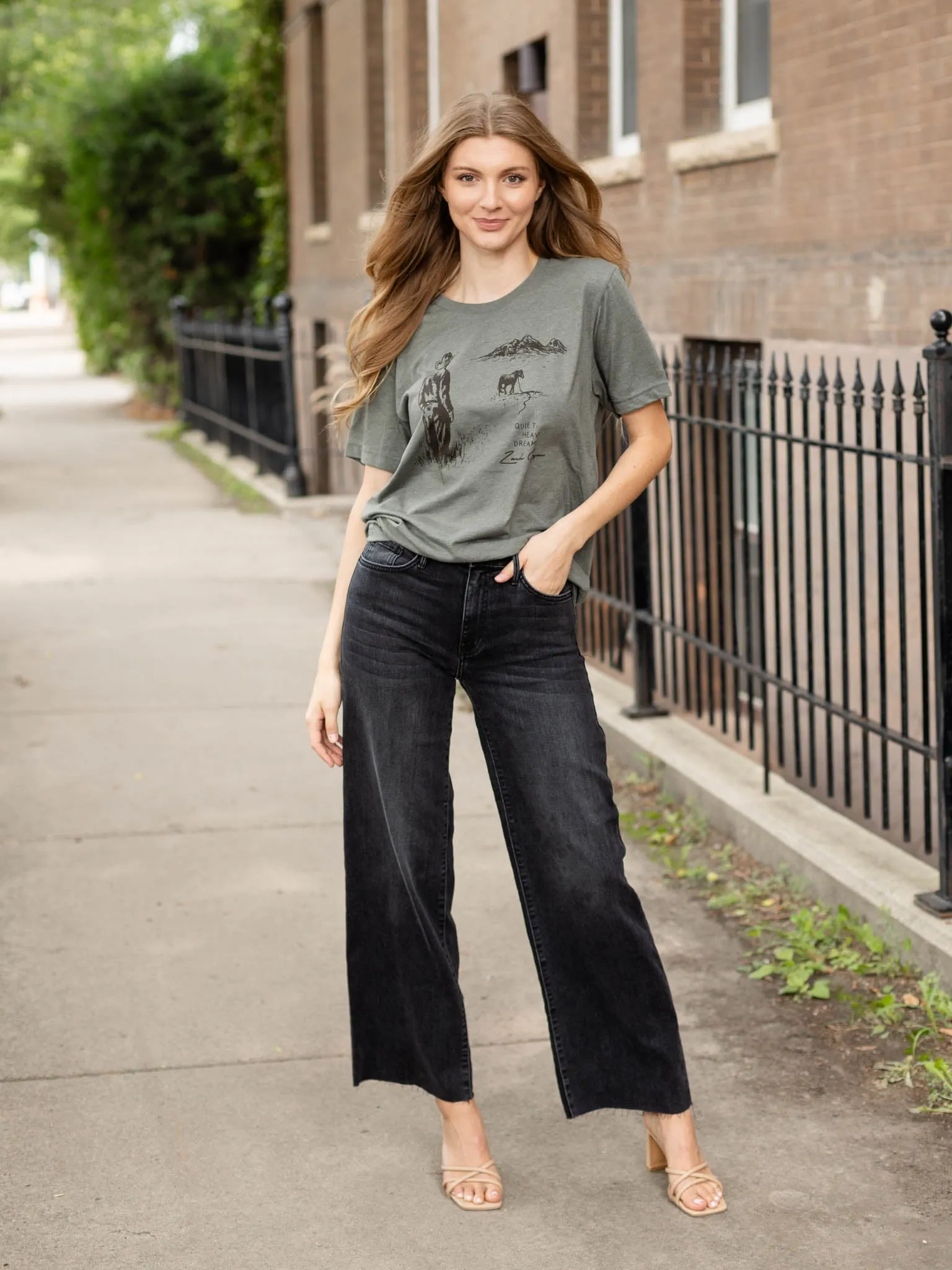 Just Black Washed Grey Slim Palazzo