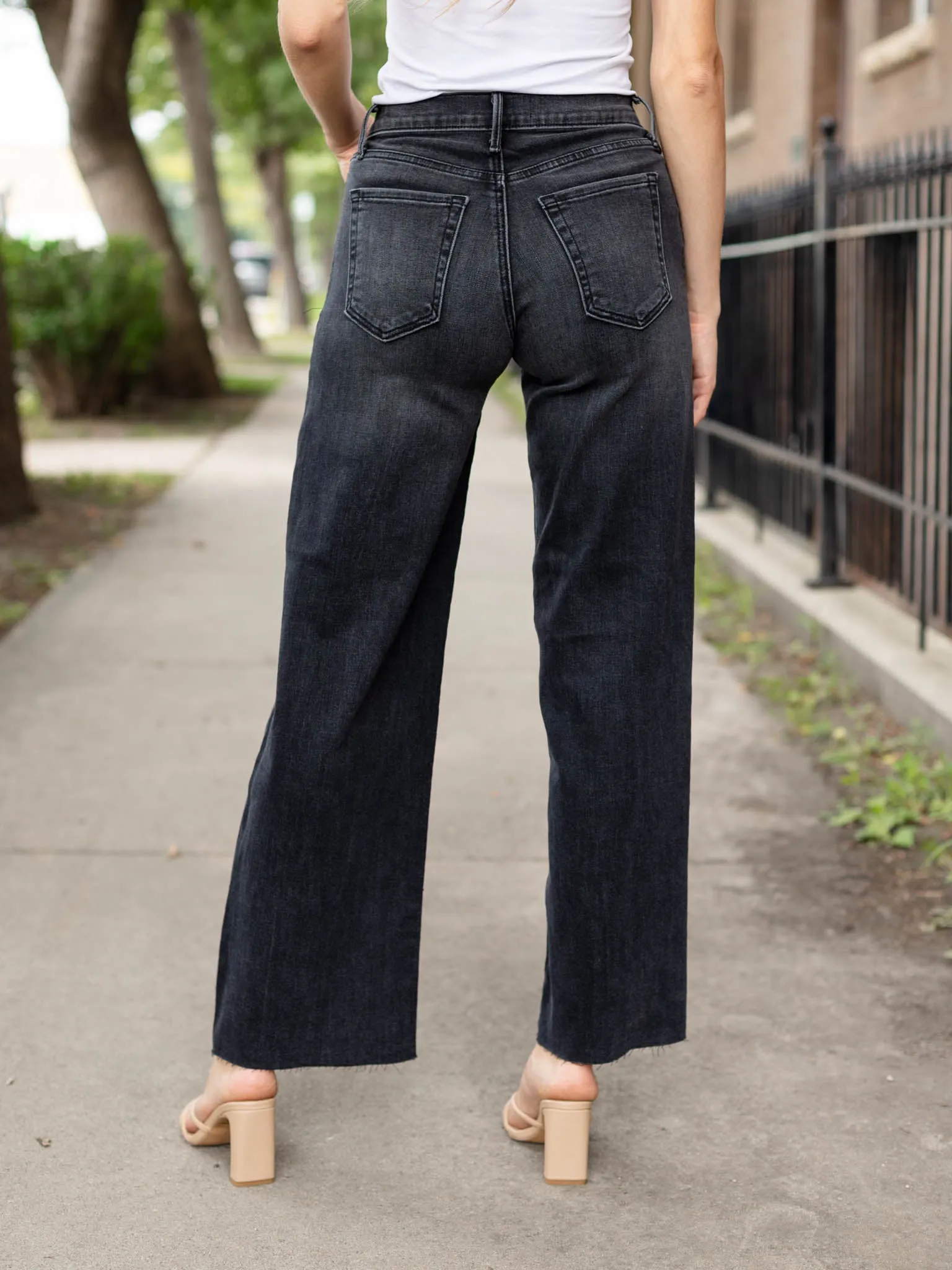 Just Black Washed Grey Slim Palazzo