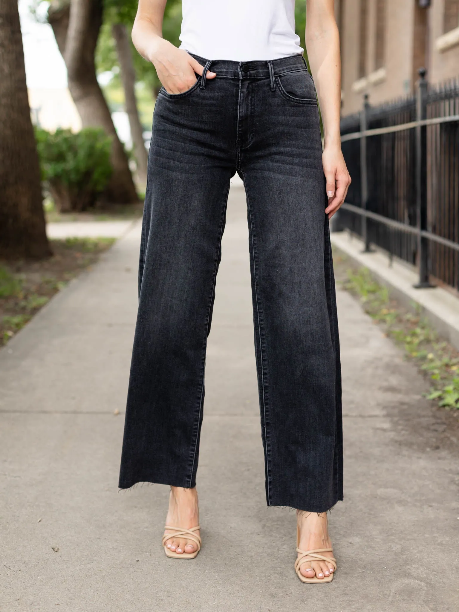 Just Black Washed Grey Slim Palazzo