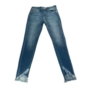 Kancan Skinny Jeans Denim Size 24 Cropped Frayed Cut Out at Ankles Slim Stretch