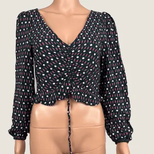 Kookai Long Sleeve Silk Crop Top 34
