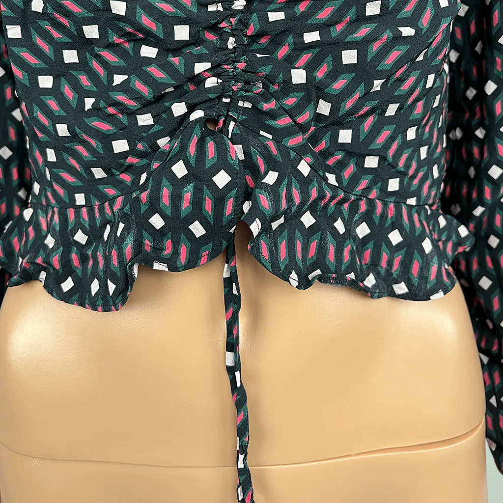 Kookai Long Sleeve Silk Crop Top 34