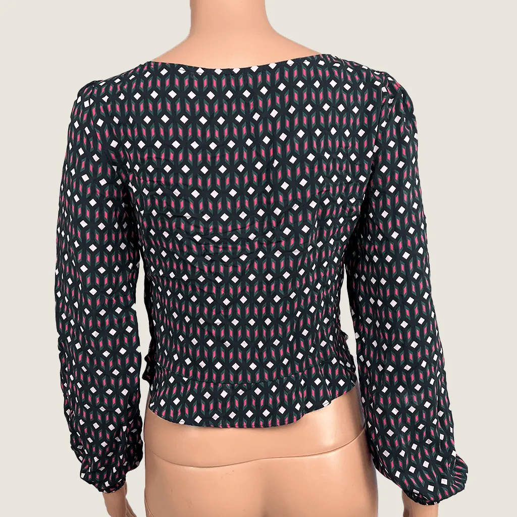 Kookai Long Sleeve Silk Crop Top 34