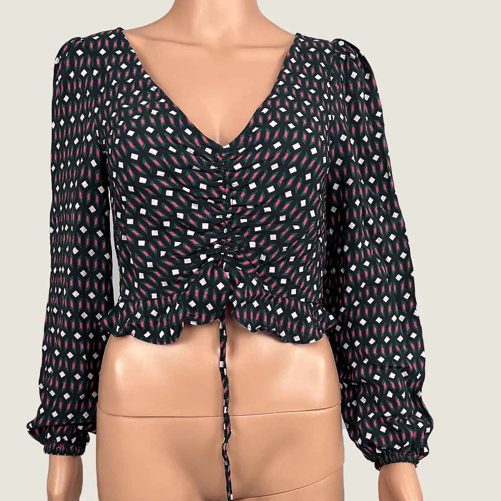 Kookai Long Sleeve Silk Crop Top 34