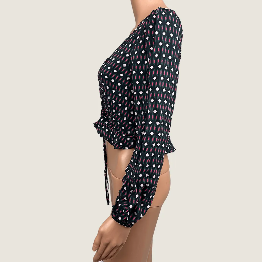 Kookai Long Sleeve Silk Crop Top 34