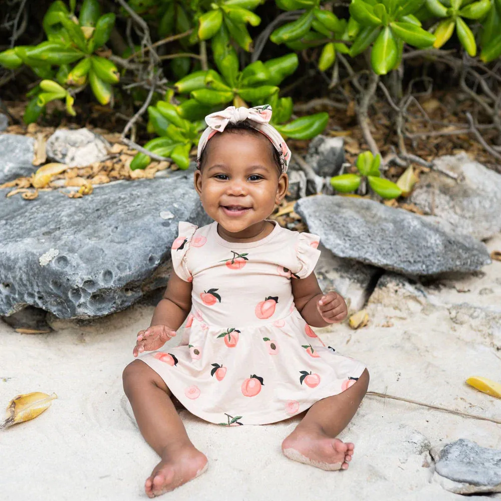 Kyte Baby Short Sleeve Twirl Bodysuit Dress - Peach