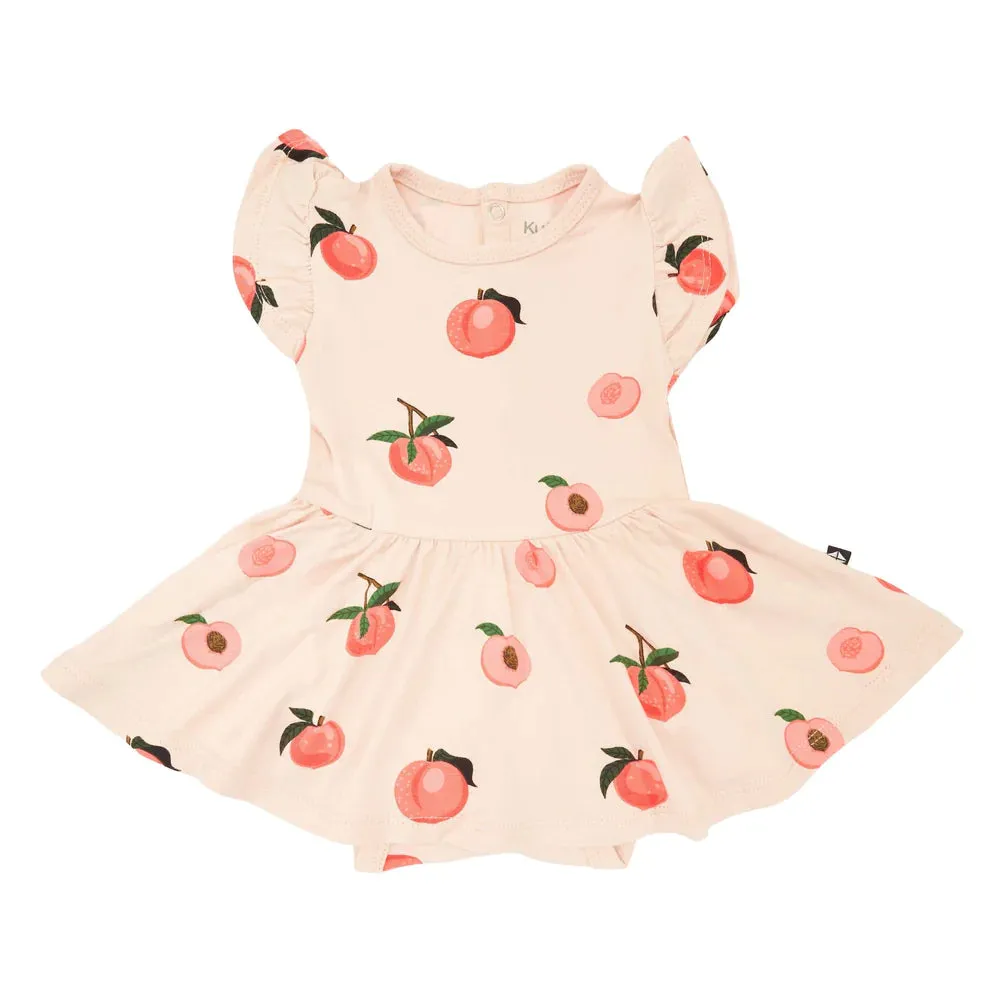 Kyte Baby Short Sleeve Twirl Bodysuit Dress - Peach