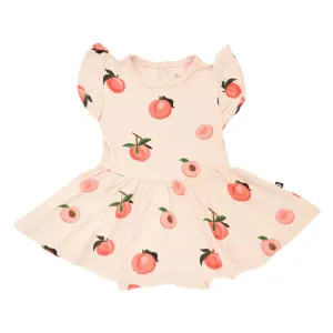 Kyte Baby Short Sleeve Twirl Bodysuit Dress - Peach