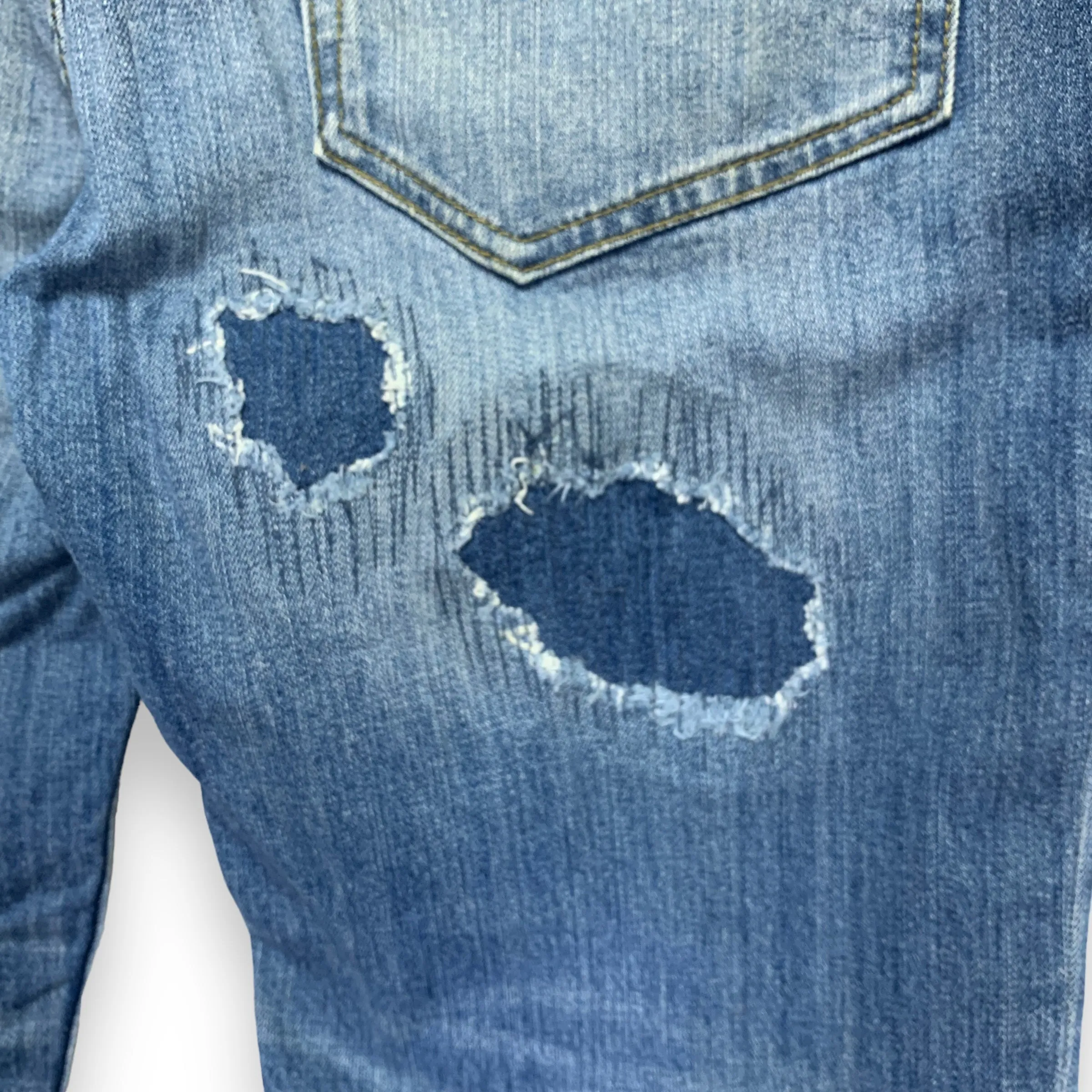[L] Number Nine Cropped Distressed Denim Jeans Indigo