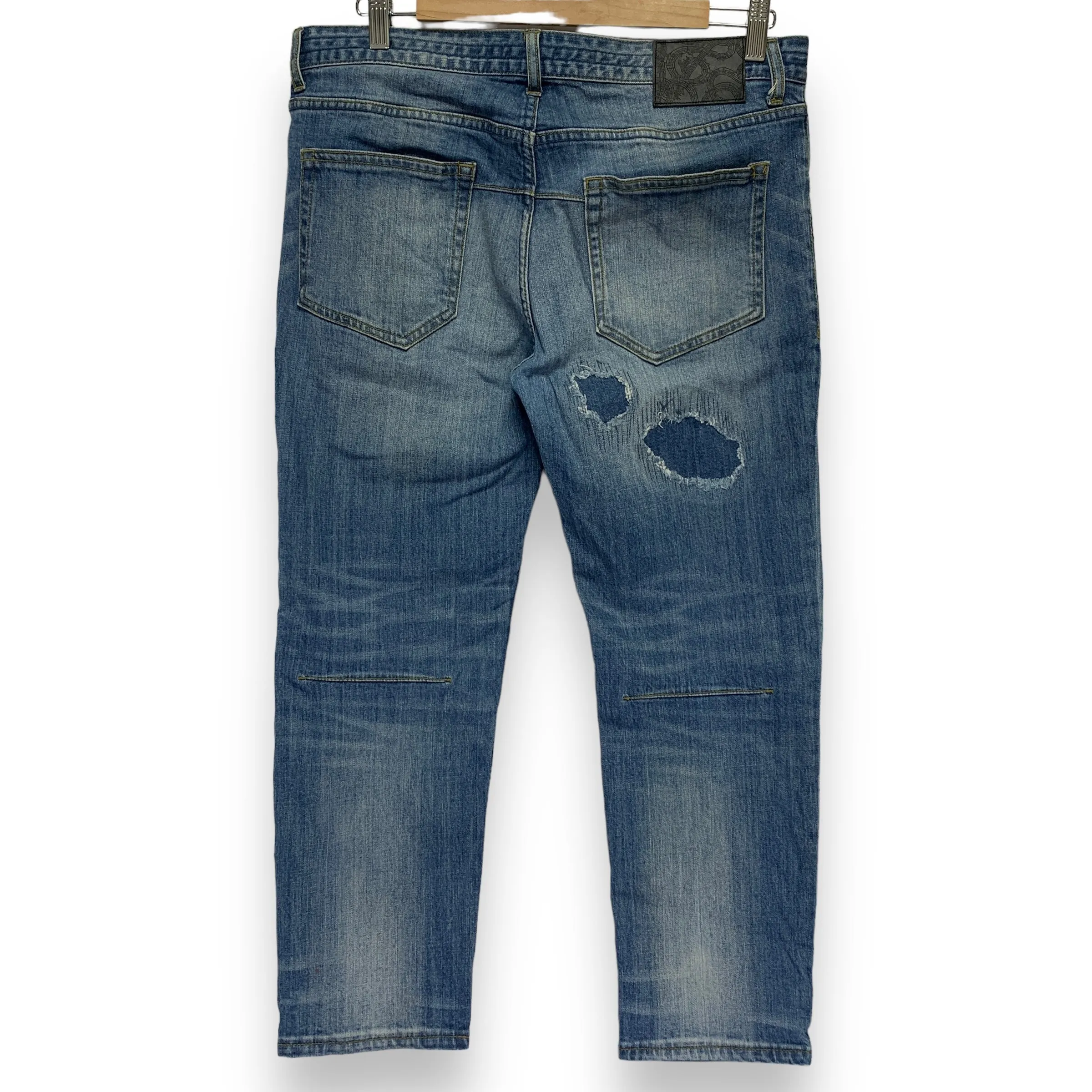 [L] Number Nine Cropped Distressed Denim Jeans Indigo