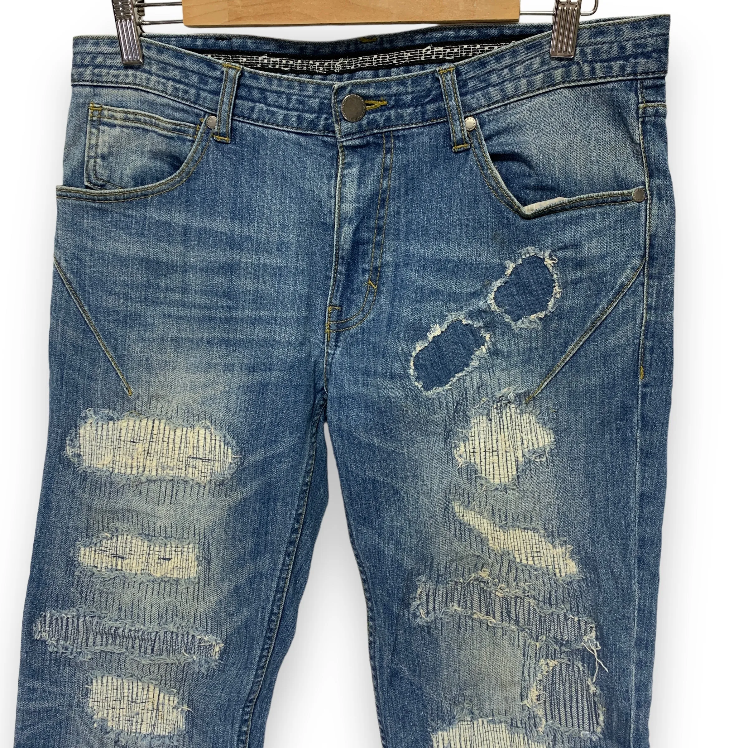 [L] Number Nine Cropped Distressed Denim Jeans Indigo