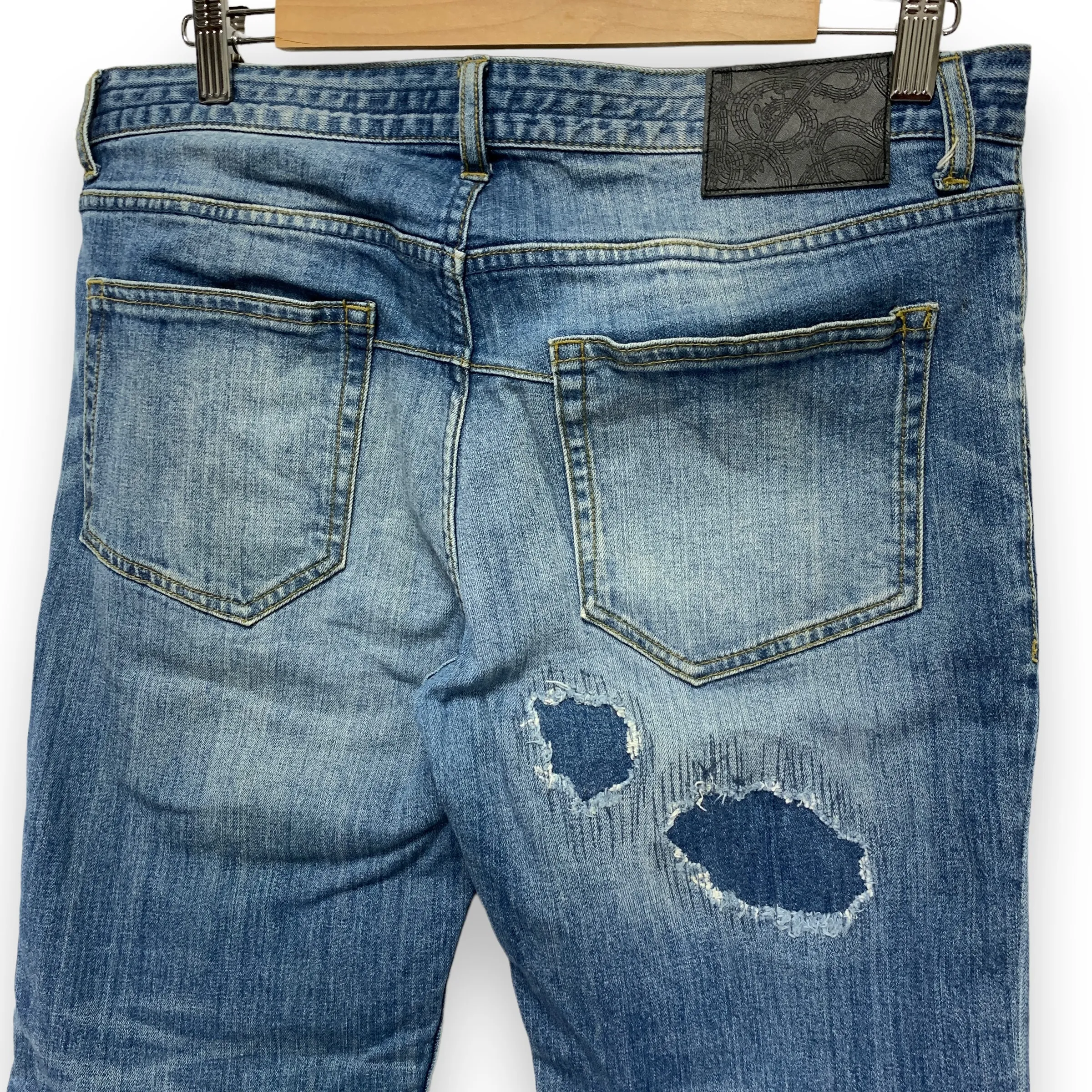 [L] Number Nine Cropped Distressed Denim Jeans Indigo