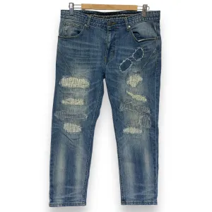 [L] Number Nine Cropped Distressed Denim Jeans Indigo