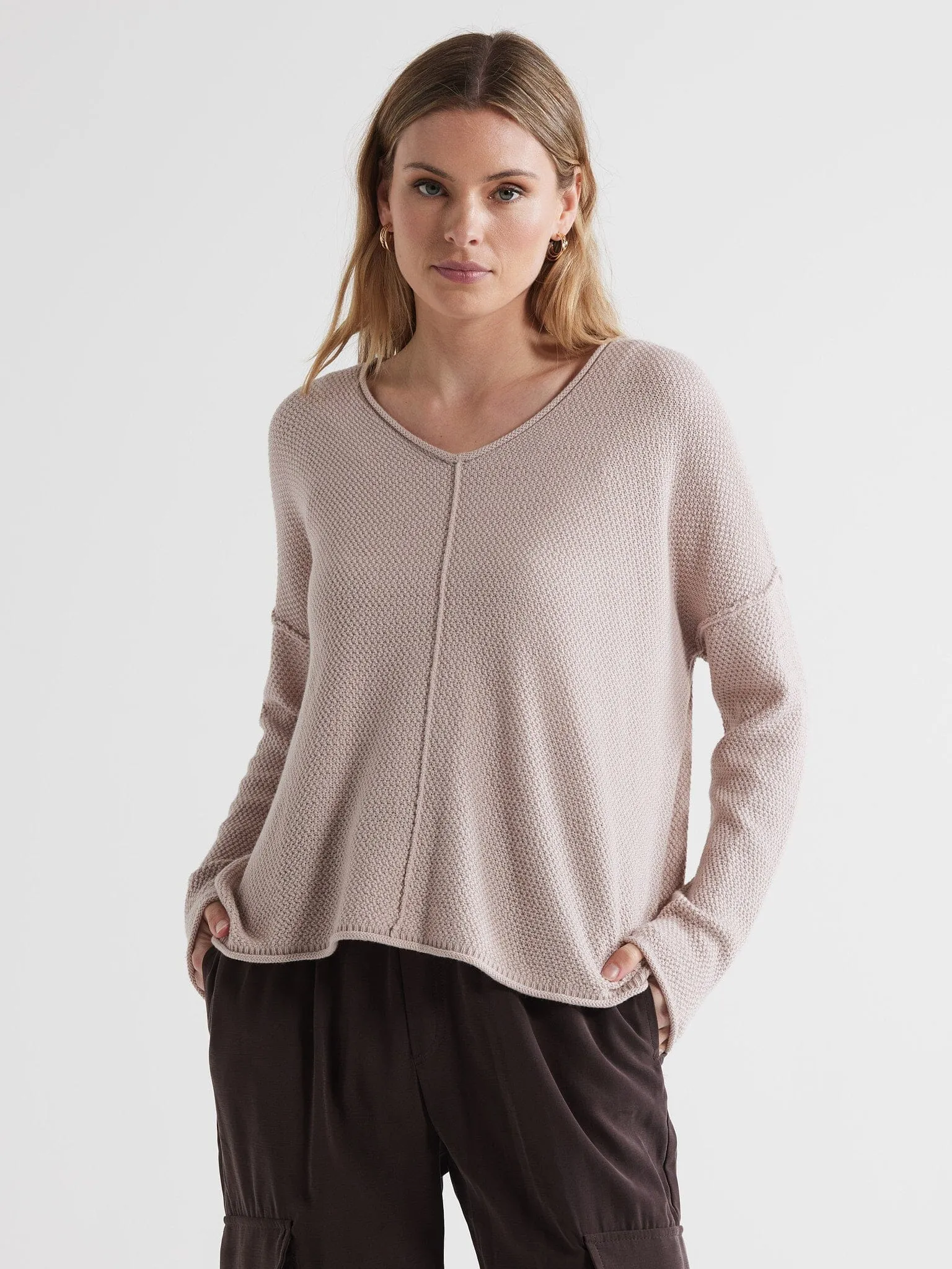 LD & Co Birdseye V Jumper - Oat