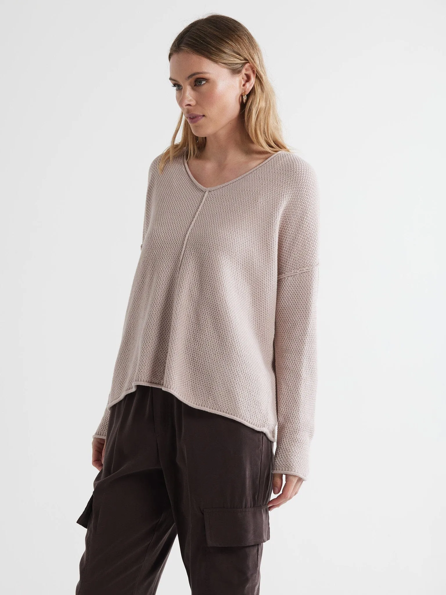 LD & Co Birdseye V Jumper - Oat