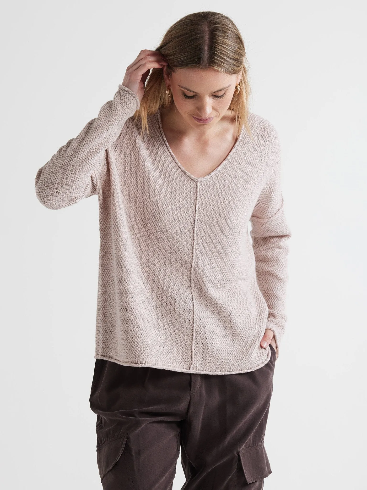 LD & Co Birdseye V Jumper - Oat