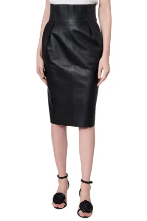 LEATHER MIDI SKIRT