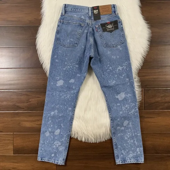Levi&quot;s Size 24 Bleached 501 Original Taper Denim Jeans