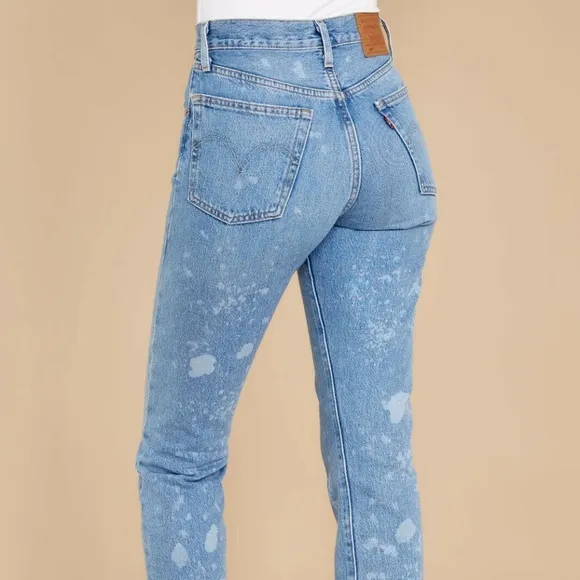 Levi&quot;s Size 24 Bleached 501 Original Taper Denim Jeans