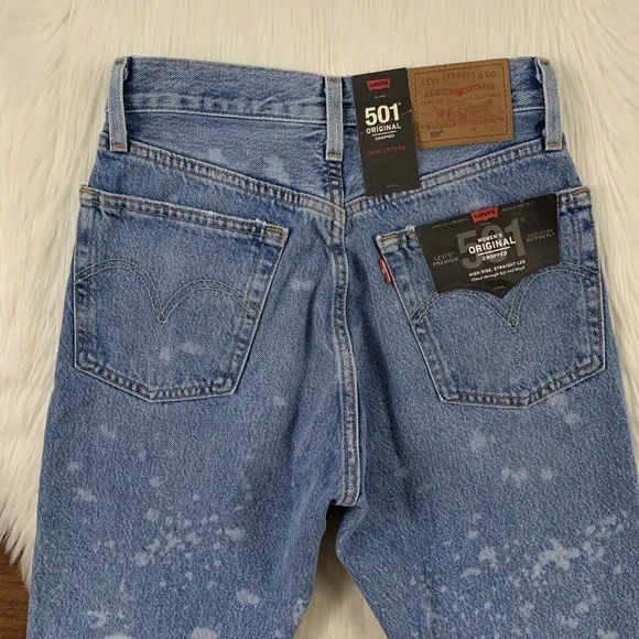 Levi&quot;s Size 24 Bleached 501 Original Taper Denim Jeans