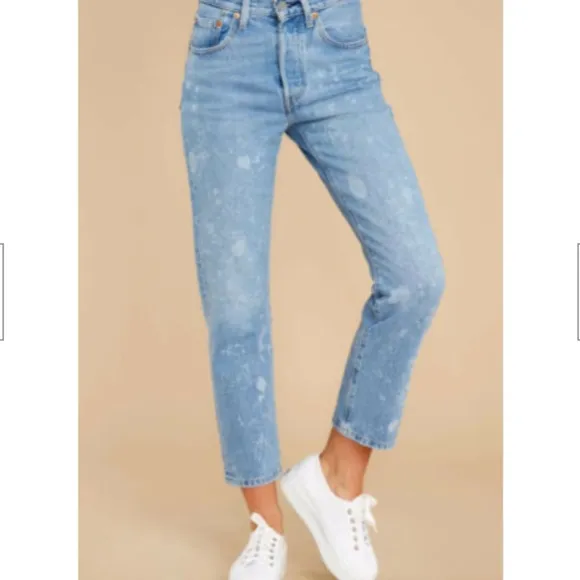 Levi&quot;s Size 24 Bleached 501 Original Taper Denim Jeans