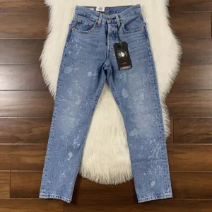 Levi&quot;s Size 24 Bleached 501 Original Taper Denim Jeans