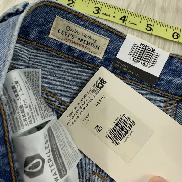 Levi&quot;s Size 24 Bleached 501 Original Taper Denim Jeans