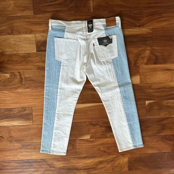 Levi's 501 Two-Tone Mid-Rise Cropped Tapered Button-Fly Jeans size 33