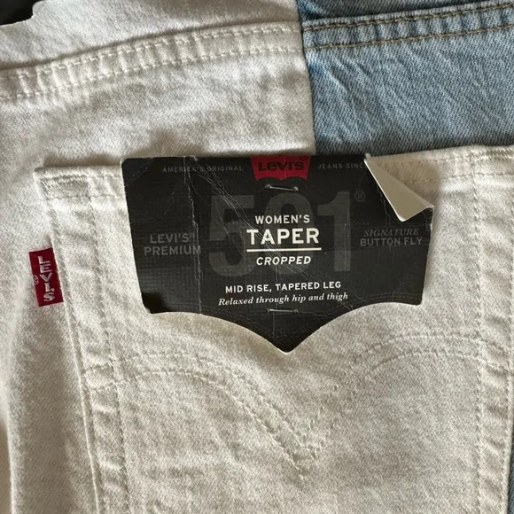 Levi's 501 Two-Tone Mid-Rise Cropped Tapered Button-Fly Jeans size 33