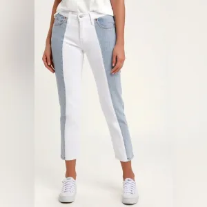 Levi's 501 Two-Tone Mid-Rise Cropped Tapered Button-Fly Jeans size 33