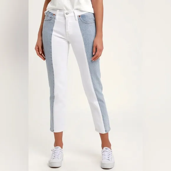 Levi's 501 Two-Tone Mid-Rise Cropped Tapered Button-Fly Jeans size 33