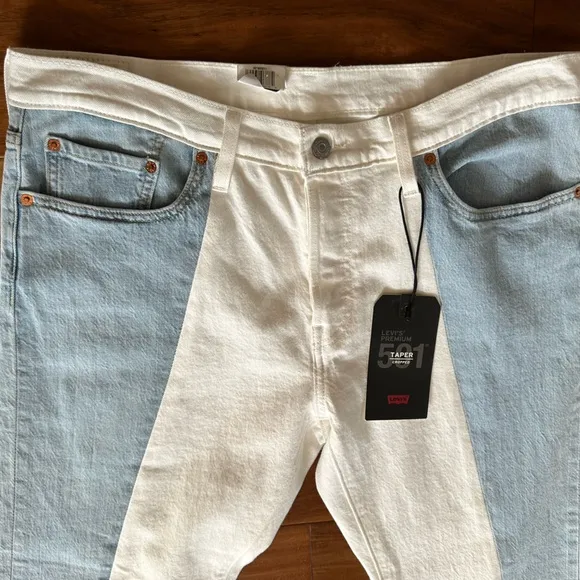 Levi's 501 Two-Tone Mid-Rise Cropped Tapered Button-Fly Jeans size 33